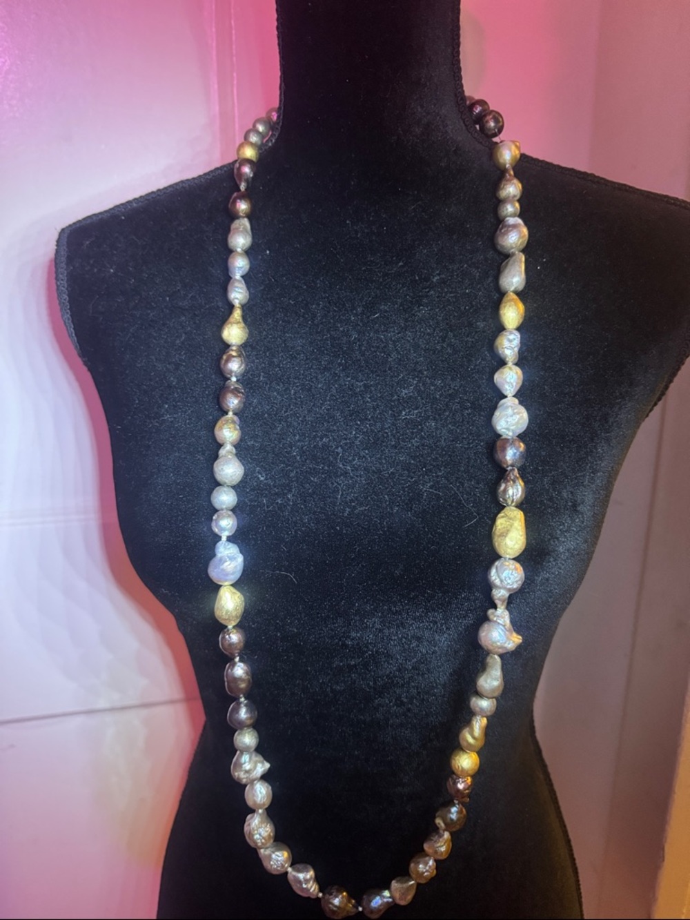 Genuine Handcrafted Iridescent Baroque Pearl Necklace - Mashka